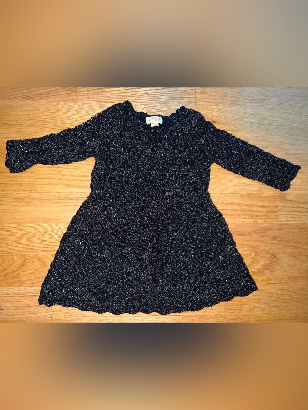 3t Cat & Jack Black Knit Long-Sleeve Sweater Dress for Girls